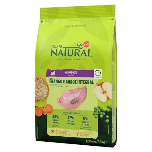 Ração Guabi Natural para Gatos Adultos Sabor Frango e Arroz Integral