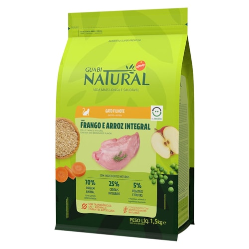 Ração Guabi Natural para Gatos Filhotes Sabor Frango e Arroz Integral