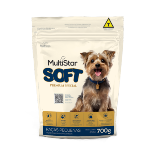 Ração Macia MultiStar Soft Cães Adultos Raças Pequenas Frango e Arroz 700 g