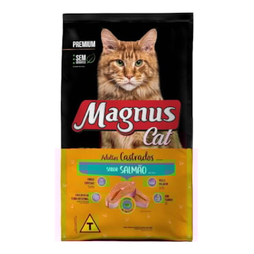 Ração Magnus Cat Premium Sabor Salmão para Gatos Adultos Castrados 