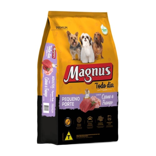 Ração Magnus Premium Todo Dia Cães Adultos Pequeno Porte Sabor Carne e Frango 