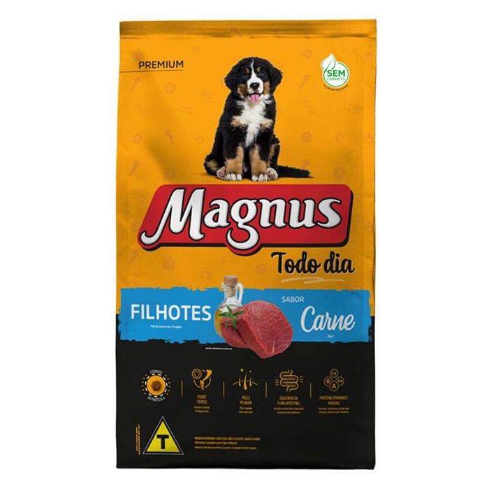 Ração Magnus Todo Dia para Cães Filhotes Sabor Carne 3KG