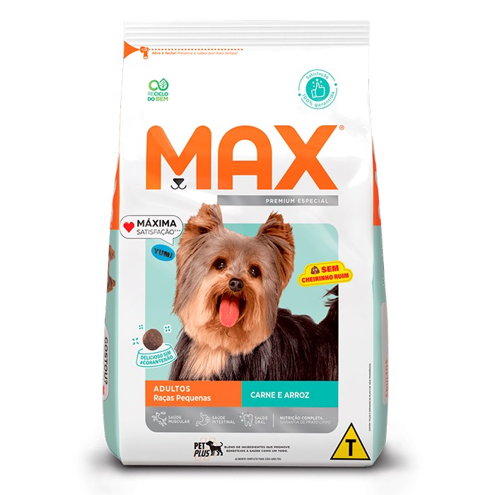 Ração Max para Cães Adultos Raças Médias e Grandes Sabor Carne e Arroz 15KG