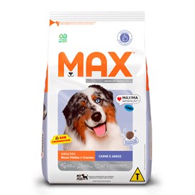 Ração Max para Cães Adultos Raças Médias e Grandes Sabor Carne e Arroz 3KG