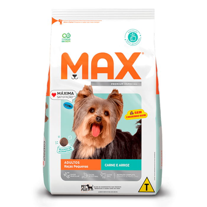 Ração Max para Cães Adultos Raças Médias e Grandes Sabor Carne e Arroz