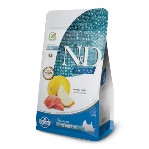 Ração N&D Ocean Cães Adultos Porte Mini Salmão e Melão