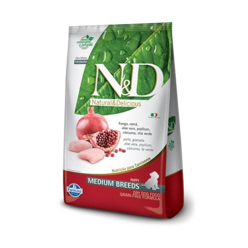 Ração N&D Prime Grain Free Cães Filhotes Raças Médias Medium Breeds Frango e Romã 10,1kg