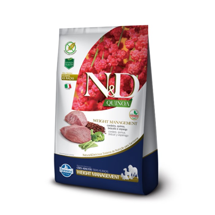 Ração N&D Quinoa Wigth Management Para Cães Adultos Sabor Cordeiro Controle de Peso