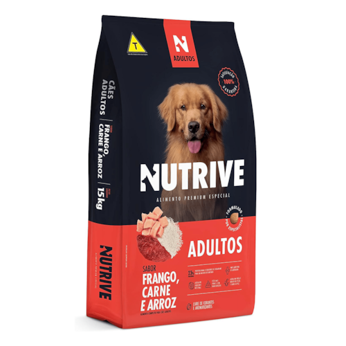 Ração Nutrive Cães Adultos Frango, Carne e Arroz 20 kg