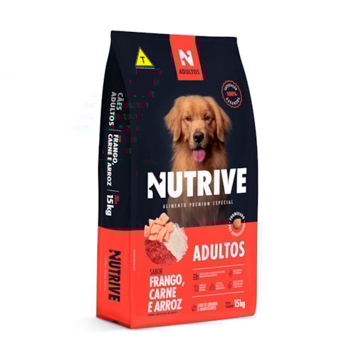 Ração Nutrive para Cães Adultos Frango, Carne e Arroz 15kg
