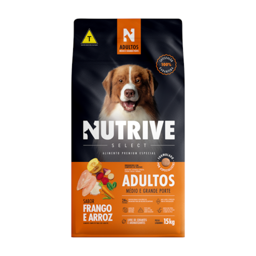 Ração Nutrive Select Cães Adultos Raças Médias e Grandes Frango e Arroz 