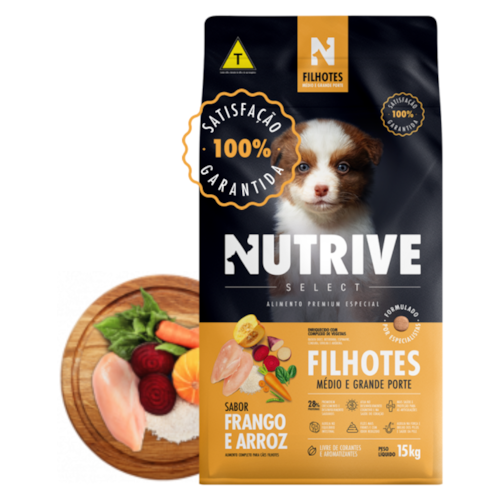 Ração Nutrive Select Cães Filhotes Raças Médias e Grandes Frango e Arroz 2,5 kg