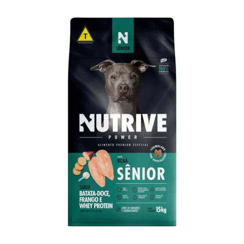 Ração Nutrive Select Power Cães Sênior Batata-Doce, Frango e Whey Protein 15 kg