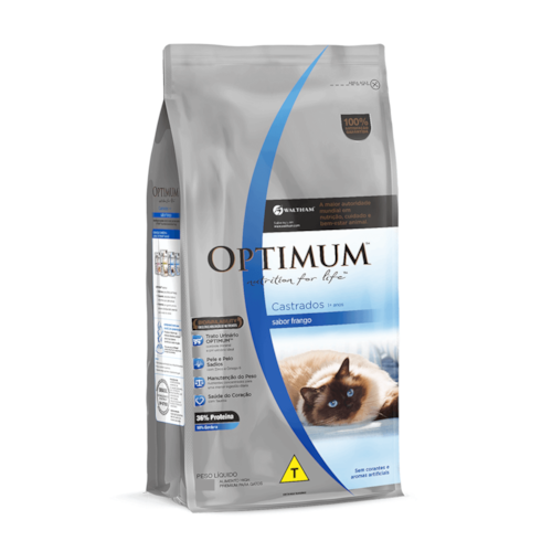 Ração Optimum para Gatos Adultos Castrados Sabor Frango 