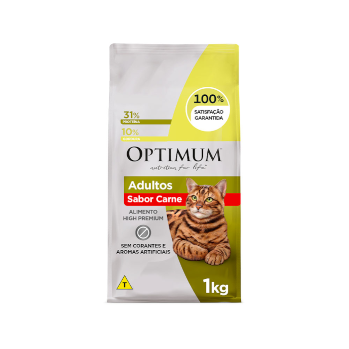 Ração Optimum para Gatos Adultos Sabor Carne 1KG