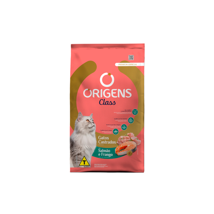 Ração Origens Class para Gatos Adultos Castrados Salmão e Frango 10,1KG