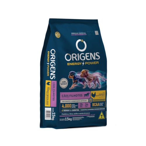 Ração Origens Energy Power Cães Filhotes Sabor Frango E Batata-Doce 15,0 kg