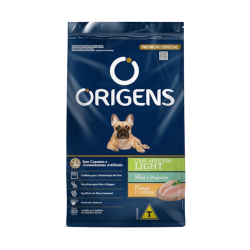 Ração Origens Light Cães Adultos Raças Pequenas Frango e Cereais 
