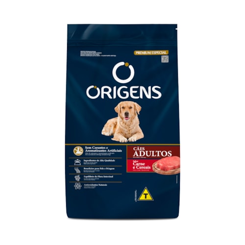 Ração Origens para Cães Adultos Carne e Cereais 16kg