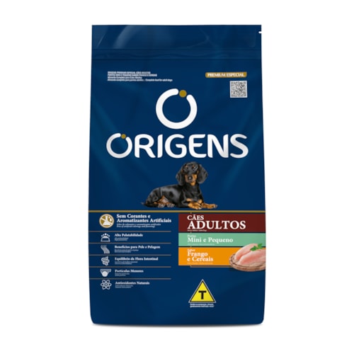 Ração Origens para Cães Adultos de Pequeno Porte Sabor Frango e Cereais