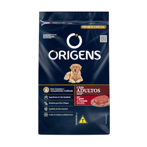 Ração Origens para Cães Adultos Sabor Carne e Cereais 