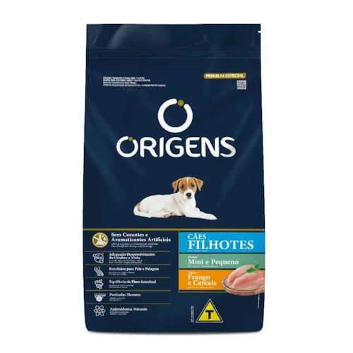 Ração Origens para Cães Filhotes Porte Mini e Pequeno Sabor Frango e Cereais