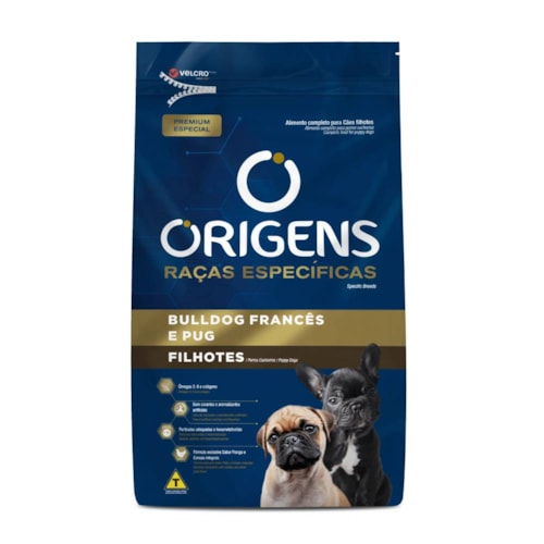 Ração Origens para Cães Filhotes Raças Pequenas Bulldog Francês e Pug 1kg
