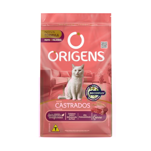Ração Origens para Gatos Castrados Sabor Carne 10,1Kg