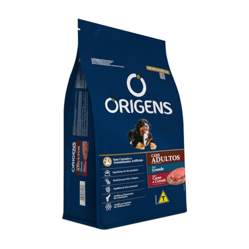 Ração Origens Premium Especial para Cães Adultos Porte Grande Carne e Cereais 15kg