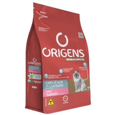 Ração Origens Premium Especial Sabor Salmão para Gatos Sênior Castrados 1kg