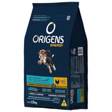 Ração Origens Seca Energy Premium Especial Frango e Cereais para Cães Filhotes 