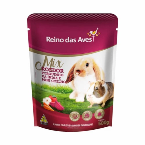 Ração para Porquinho da Índia & Mini Coelho Reino das Aves 500 g