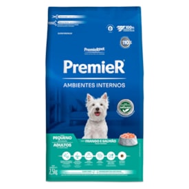 Ração Premier Ambientes Internos Cães Adultos Pequeno Porte Sabor Frango e Salmão 2,5kg - imagem adicional