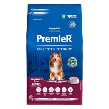Ração Premier Ambientes Internos Cães Adultos Senior Sabor Frango e Salmão 2,5kg - imagem adicional