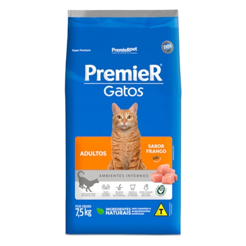 Ração Premier Ambientes Internos Gatos Adultos Frango 7,5 kg - imagem adicional