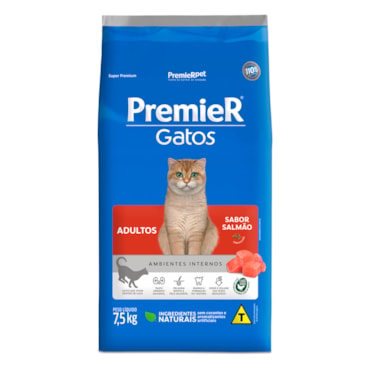 Ração Premier Ambientes Internos Gatos Adultos Sabor Salmão 7,5Kg - imagem adicional