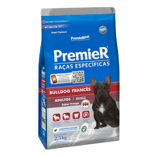 Ração Premier Cães Adultos Raças Específicas Bulldog Francês Frango 2,5 kg