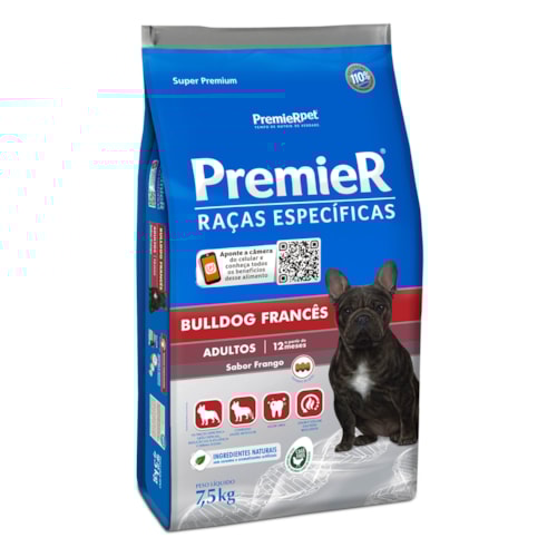 Ração Premier Cães Adultos Raças Específicas Bulldog Francês Frango 7,5 kg