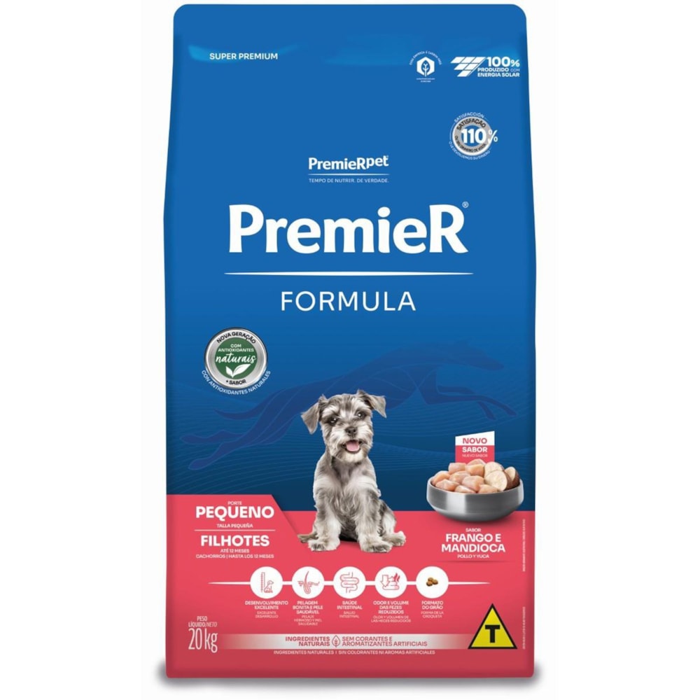Ração Premier Formula Cães Filhotes Raças Pequenas Sabor Frango e Mandioca 20kg