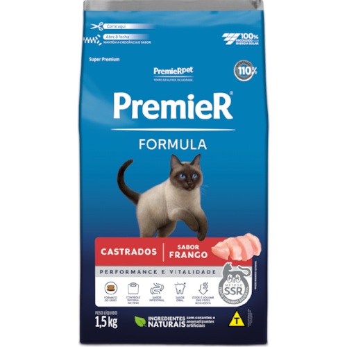 Ração Premier Fórmula Gatos Castrados Frango 1,5KG