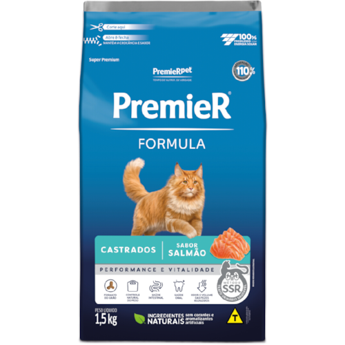 Ração Premier Fórmula Gatos Castrados Salmão 1,5KG