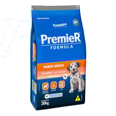 Ração Premier Fórmula para Cães Filhotes Raças Médias Sabor Frango 20kg