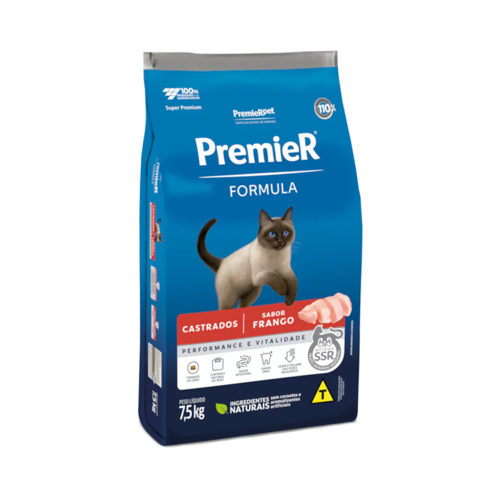 Ração Premier Formula para Gatos Castrados Sabor Frango 7,5KG