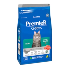Ração Premier Light Ambientes Internos Gatos Adultos Sabor Salmão 1,5kg