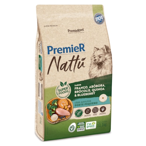Ração Premier Nattu Cães Adultos de Pequeno Porte Abóbora 10,1 kg