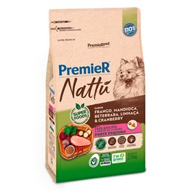 Ração Premier Nattu Cães Adultos de Pequeno Porte Mandioca 2,5 kg