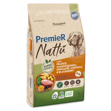 Ração Premier Nattu Cães Adultos Sabor Mandioquinha 12kg - imagem adicional