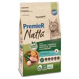Ração Premier Nattu Gatos Castrados Abóbora 1,5 kg