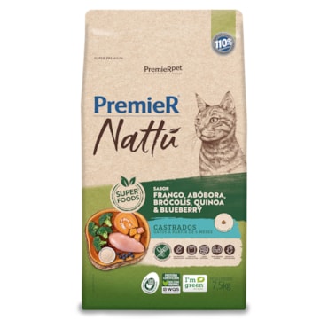 Ração Premier Nattu Gatos Castrados Abóbora 7,5 kg - imagem adicional