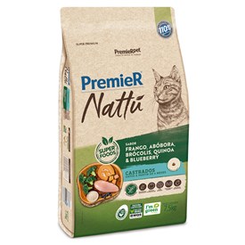 Ração Premier Nattu Gatos Castrados Abóbora 7,5 kg